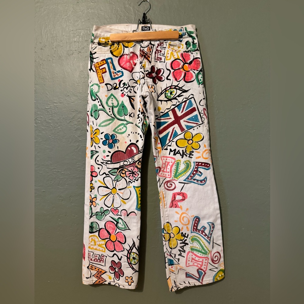 vintage dolce & gabanna hand painted jeans